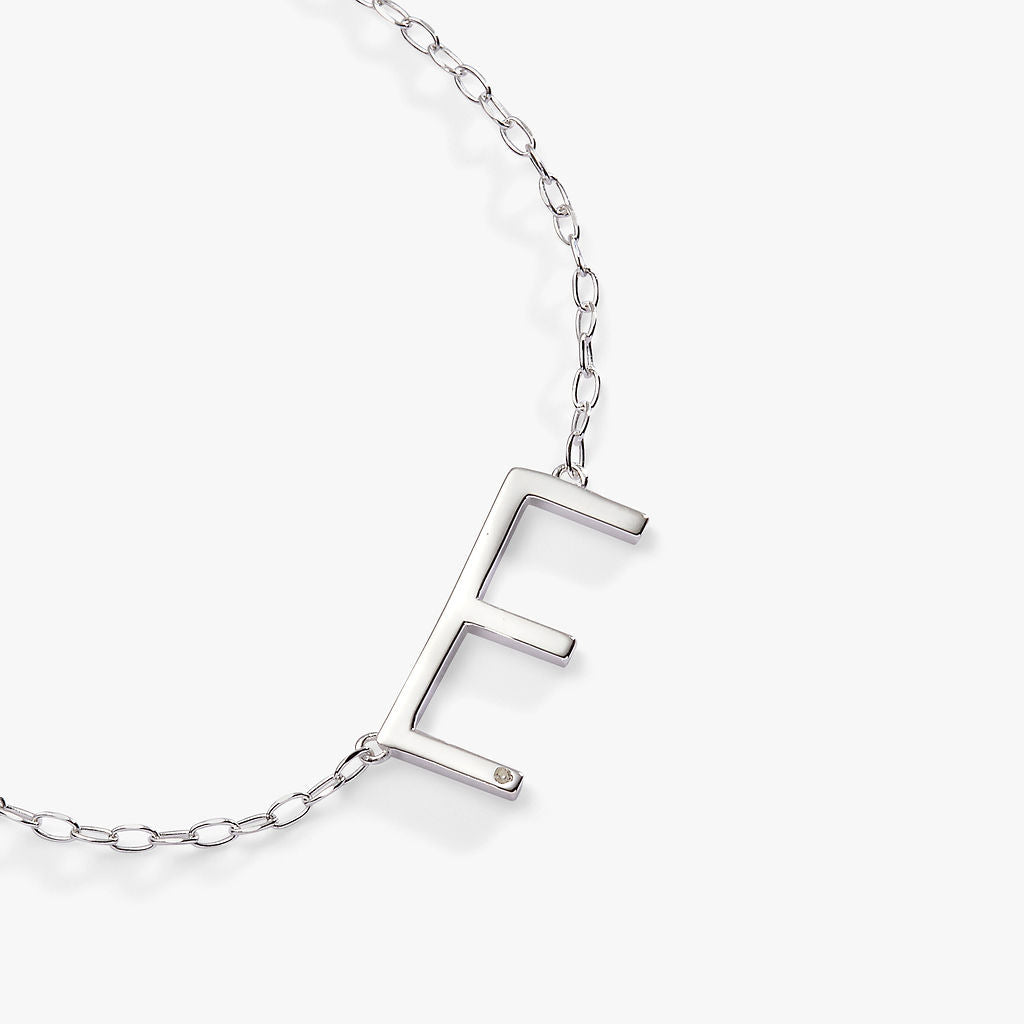 Initial E Precious Elongated Necklace - Aaria Tees Aaria Tees
