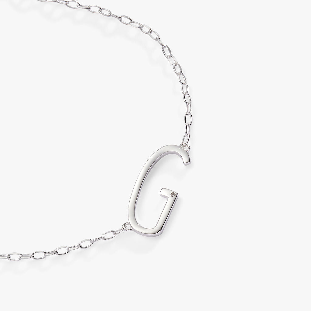 Initial G Precious Elongated Necklace - Aaria Tees Aaria Tees