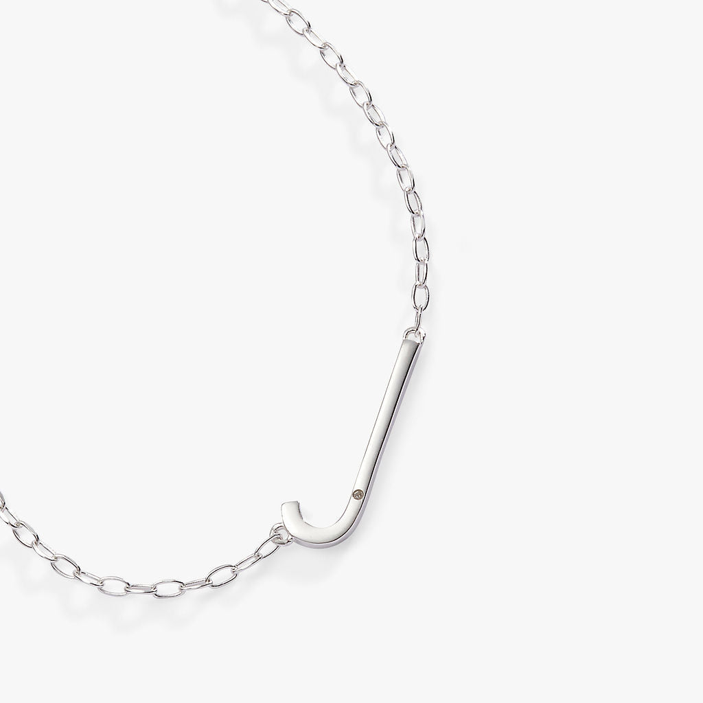 Initial J Precious Elongated Necklace - Aaria Tees Aaria Tees