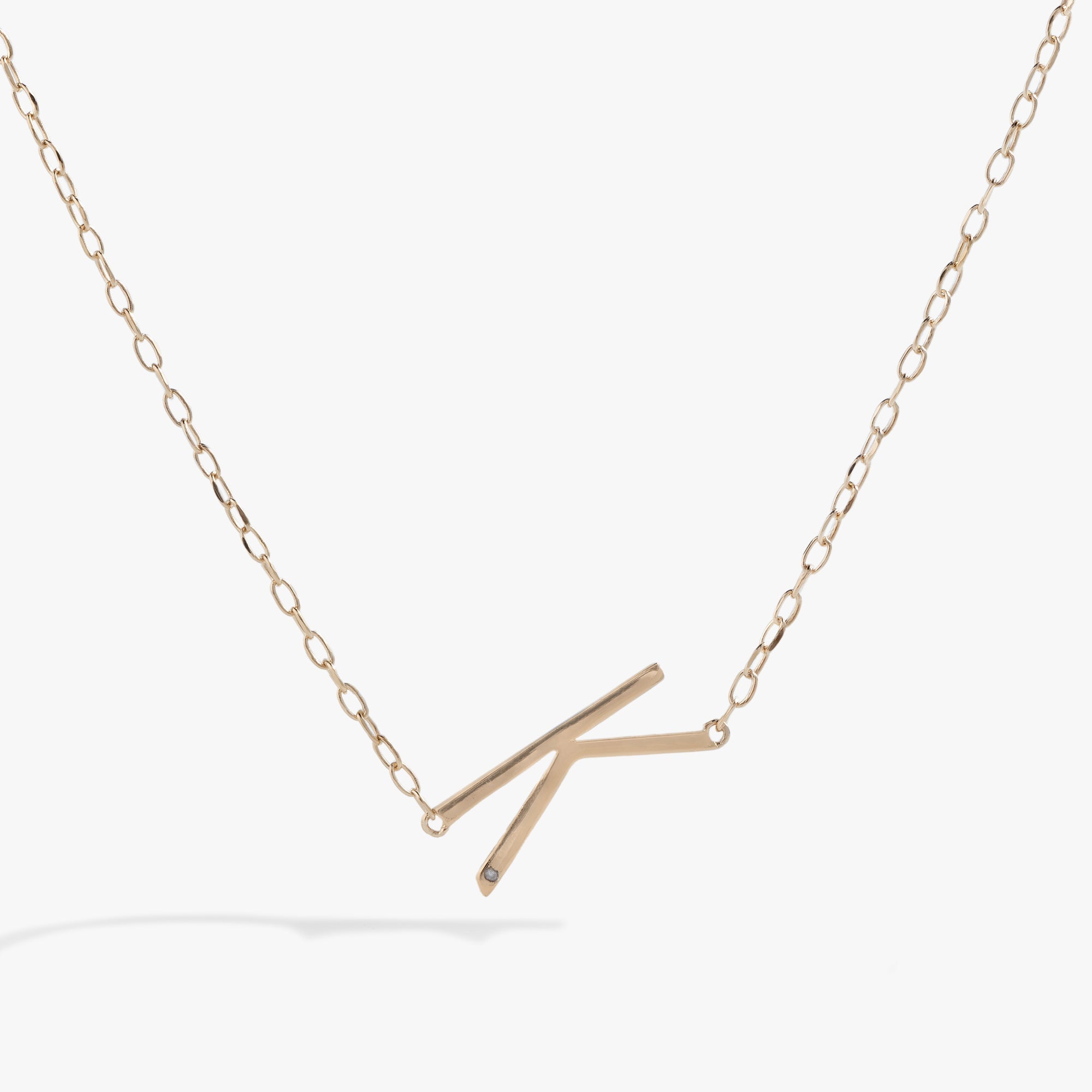 Initial K Precious Elongated Necklace - Aaria Tees Aaria Tees