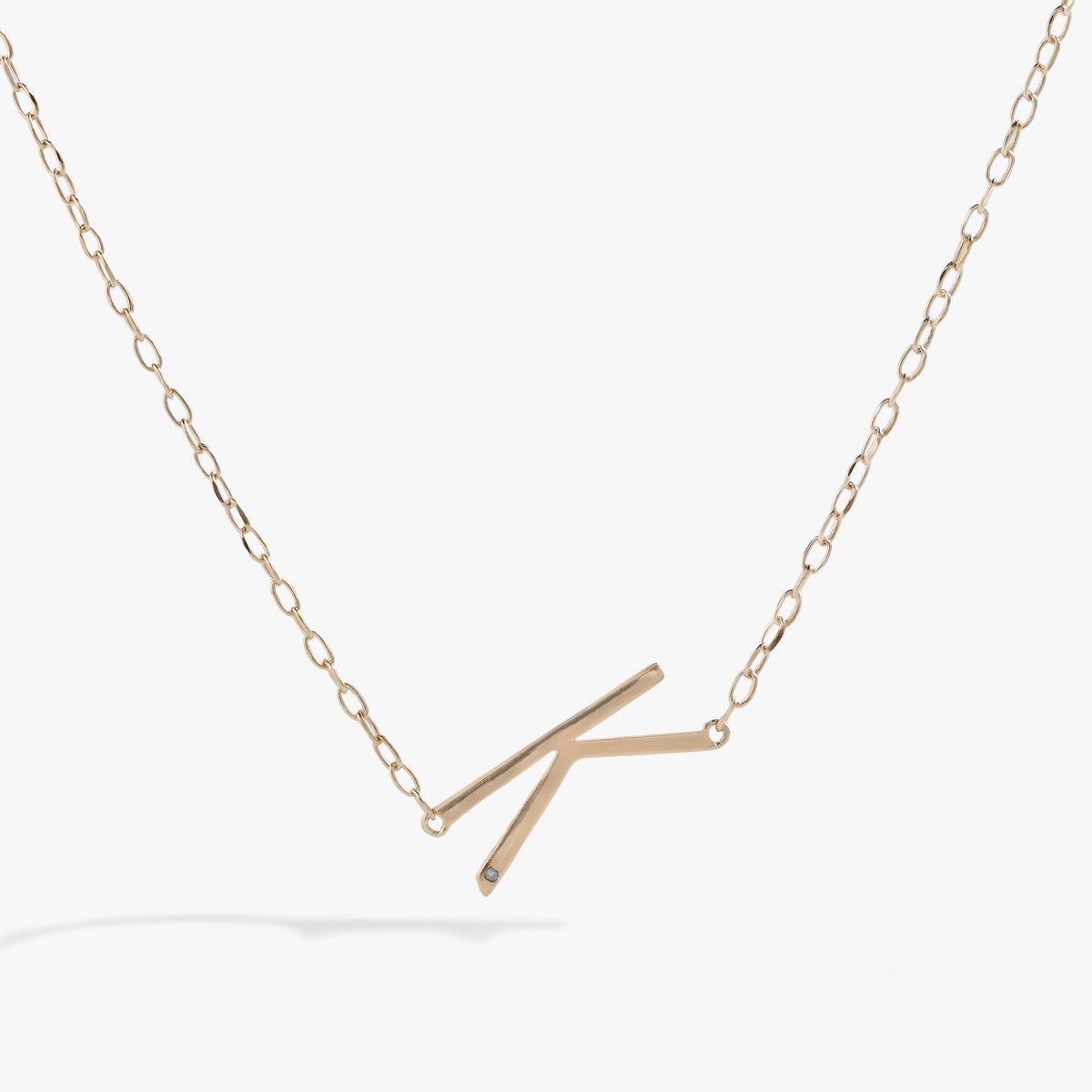Initial K Precious Elongated Necklace - Aaria Tees