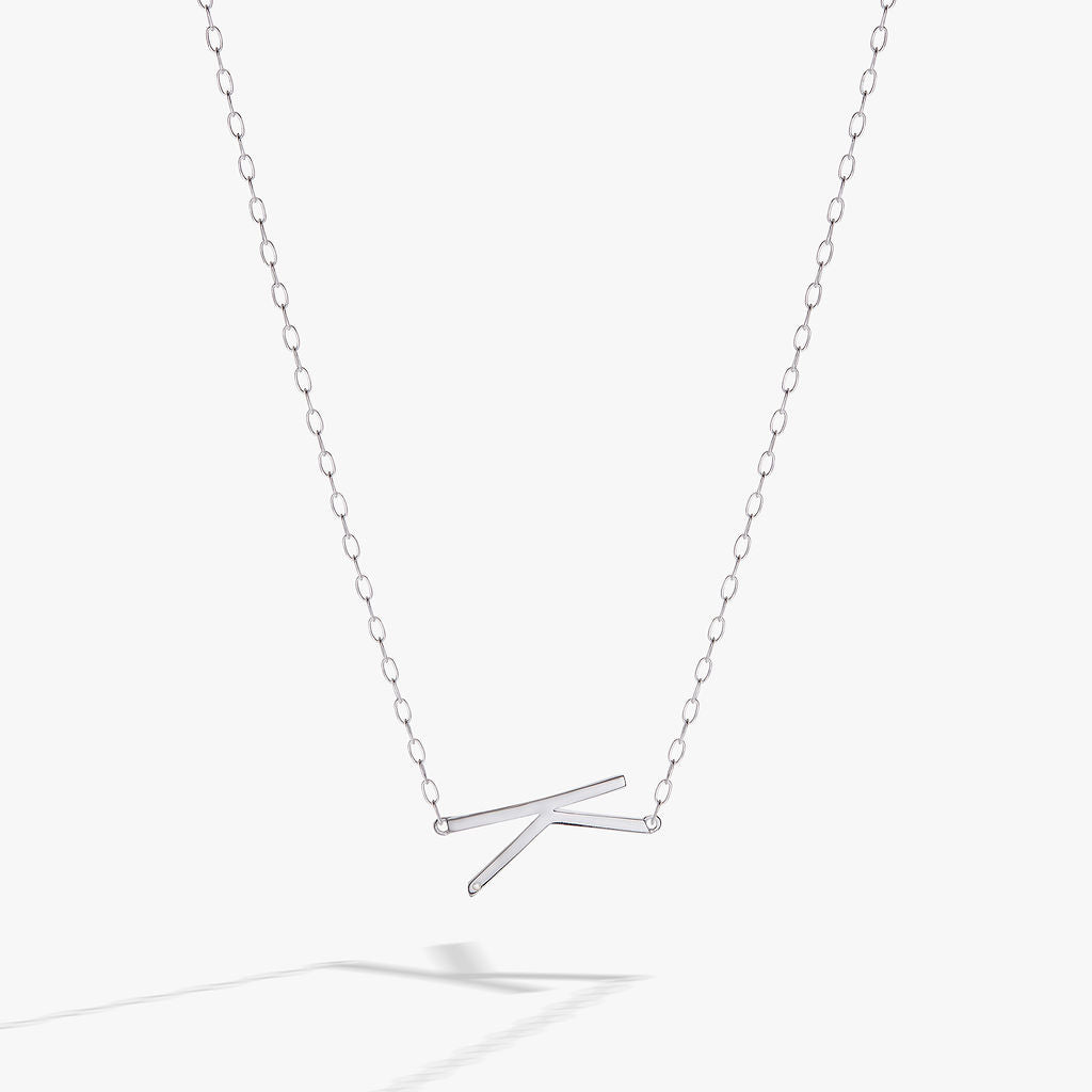 Initial K Precious Elongated Necklace - Aaria Tees Aaria Tees
