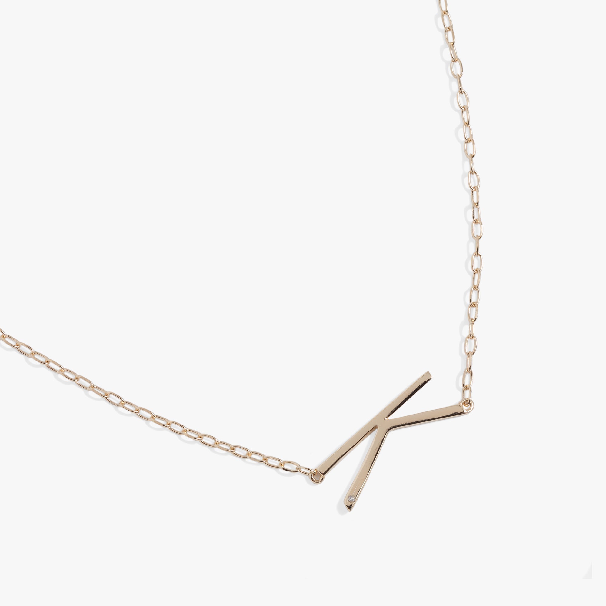 Initial K Precious Elongated Necklace - Aaria Tees Aaria Tees
