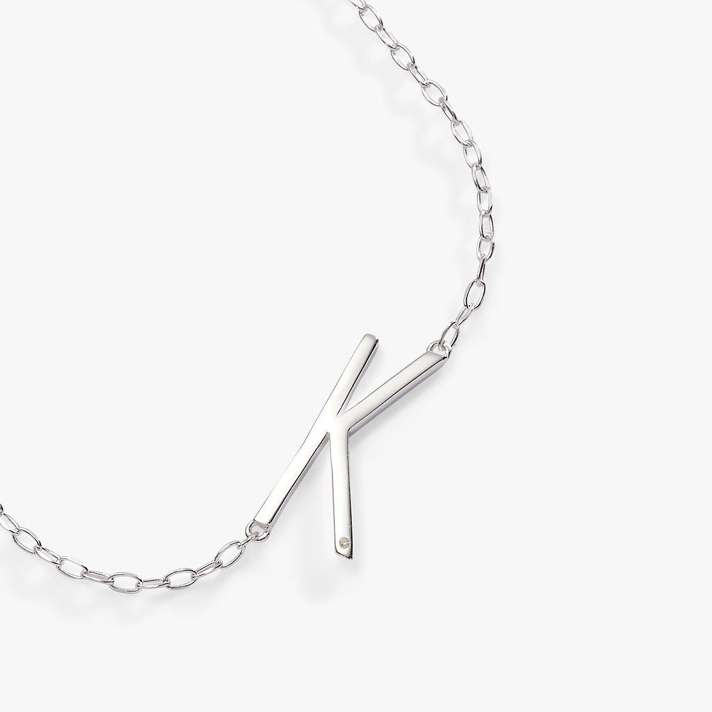Initial K Precious Elongated Necklace - Aaria Tees Aaria Tees