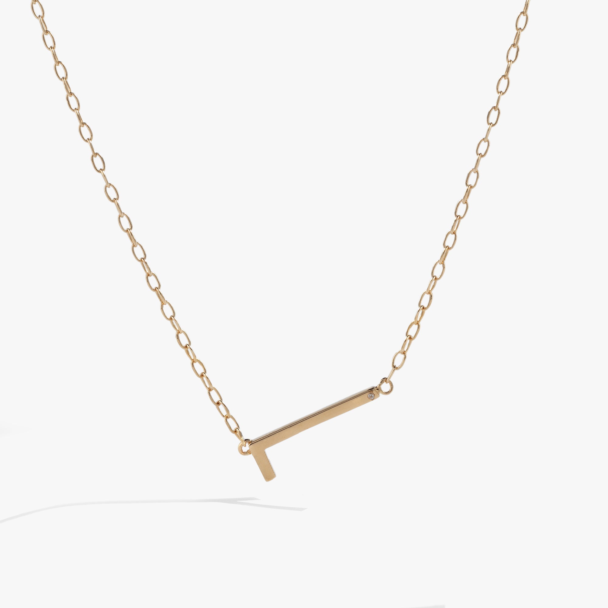 Initial L Precious Elongated Necklace - Aaria Tees Aaria Tees