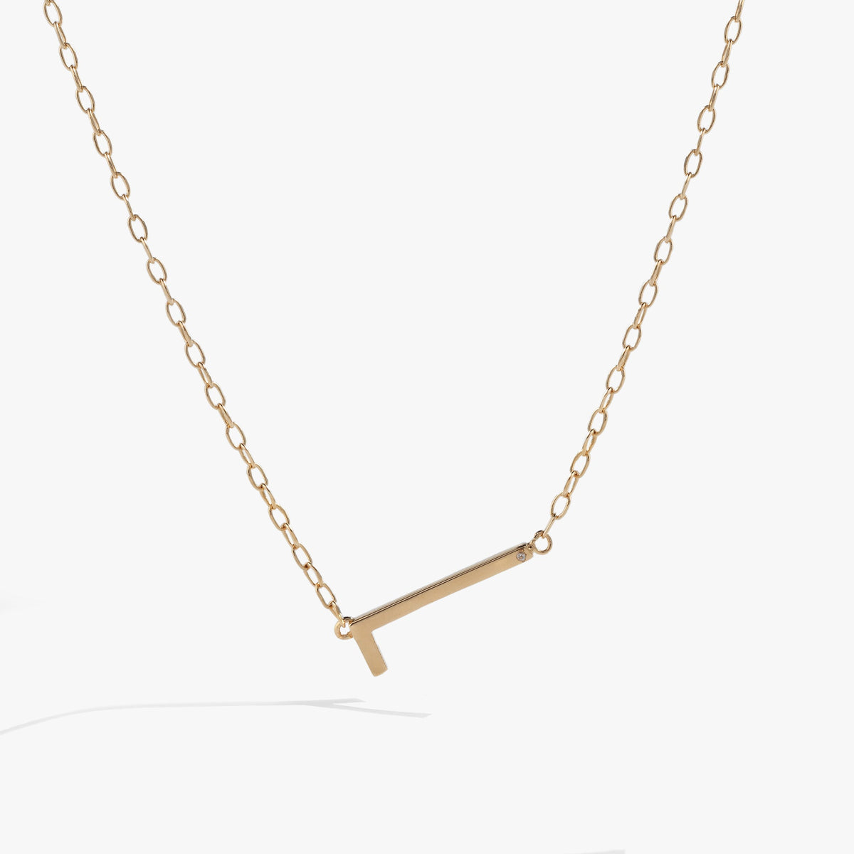 Initial L Precious Elongated Necklace - Aaria Tees