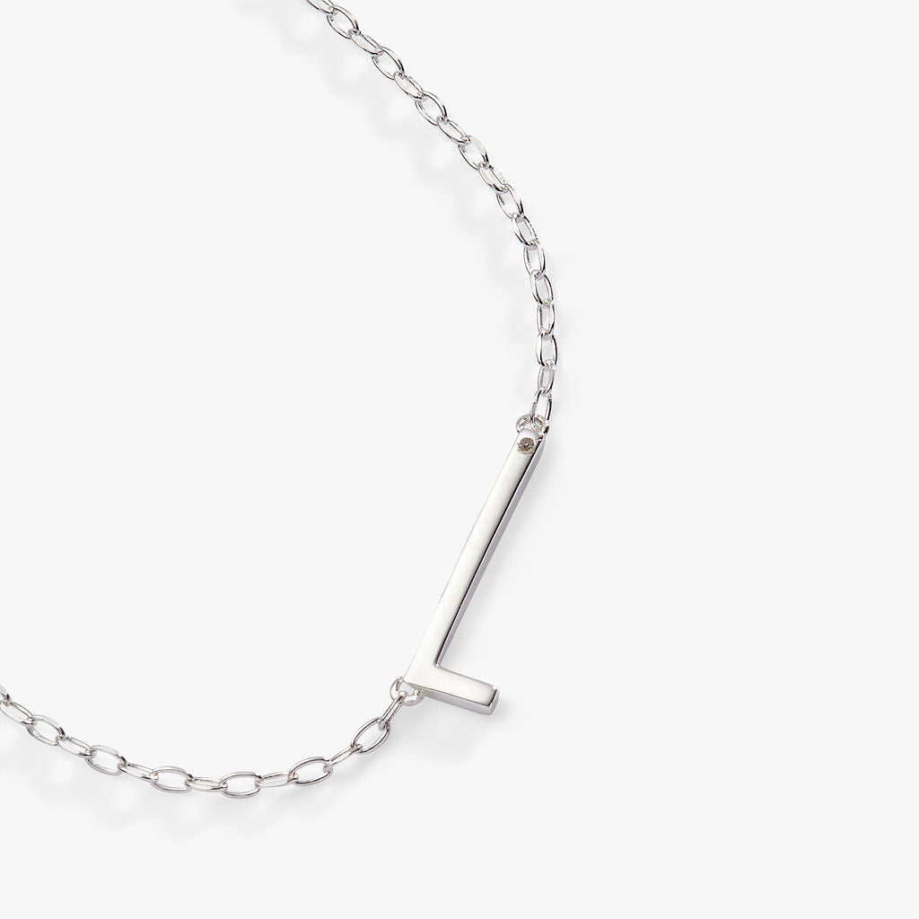 Initial L Precious Elongated Necklace - Aaria Tees Aaria Tees