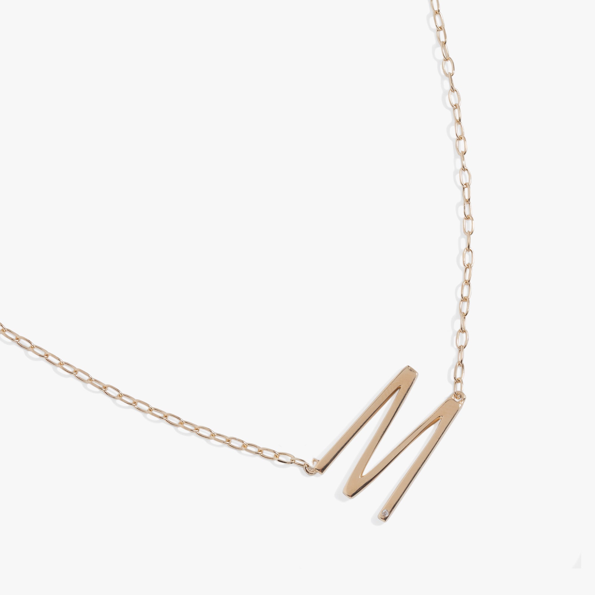 Initial M Precious Elongated Necklace - Aaria Tees Aaria Tees