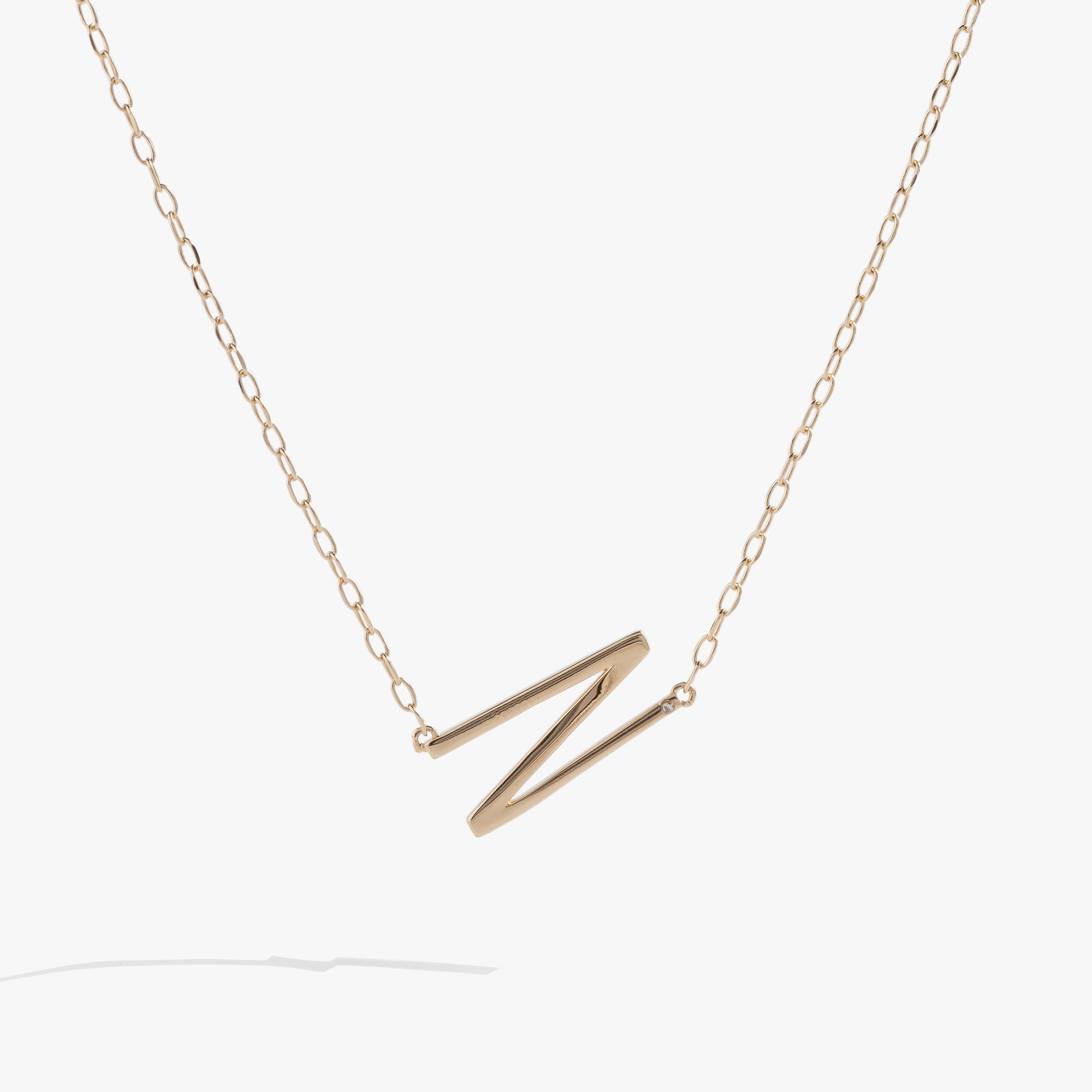 Initial N Precious Elongated Necklace - Aaria Tees Aaria Tees