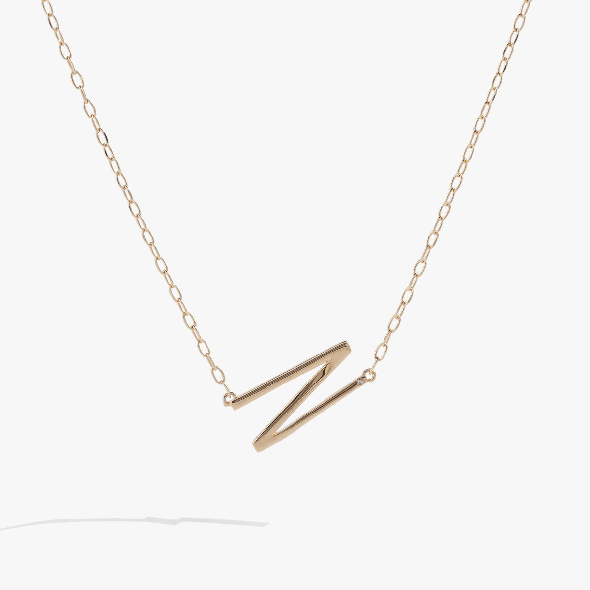 Initial N Precious Elongated Necklace - Aaria Tees