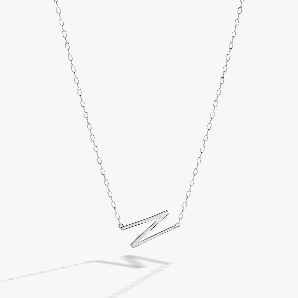 Initial N Precious Elongated Necklace - Aaria Tees Aaria Tees