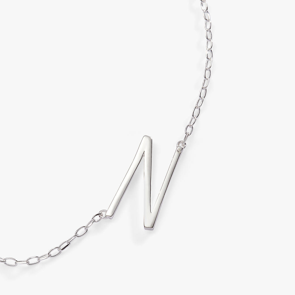 Initial N Precious Elongated Necklace - Aaria Tees Aaria Tees