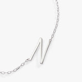 Initial N Precious Elongated Necklace - Aaria Tees Aaria Tees
