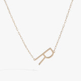 Initial R Precious Elongated Necklace - Aaria Tees Aaria Tees