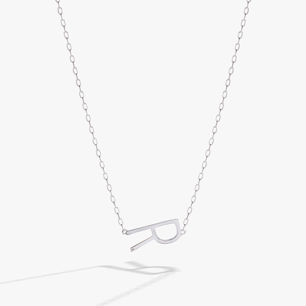 Initial R Precious Elongated Necklace - Aaria Tees Aaria Tees