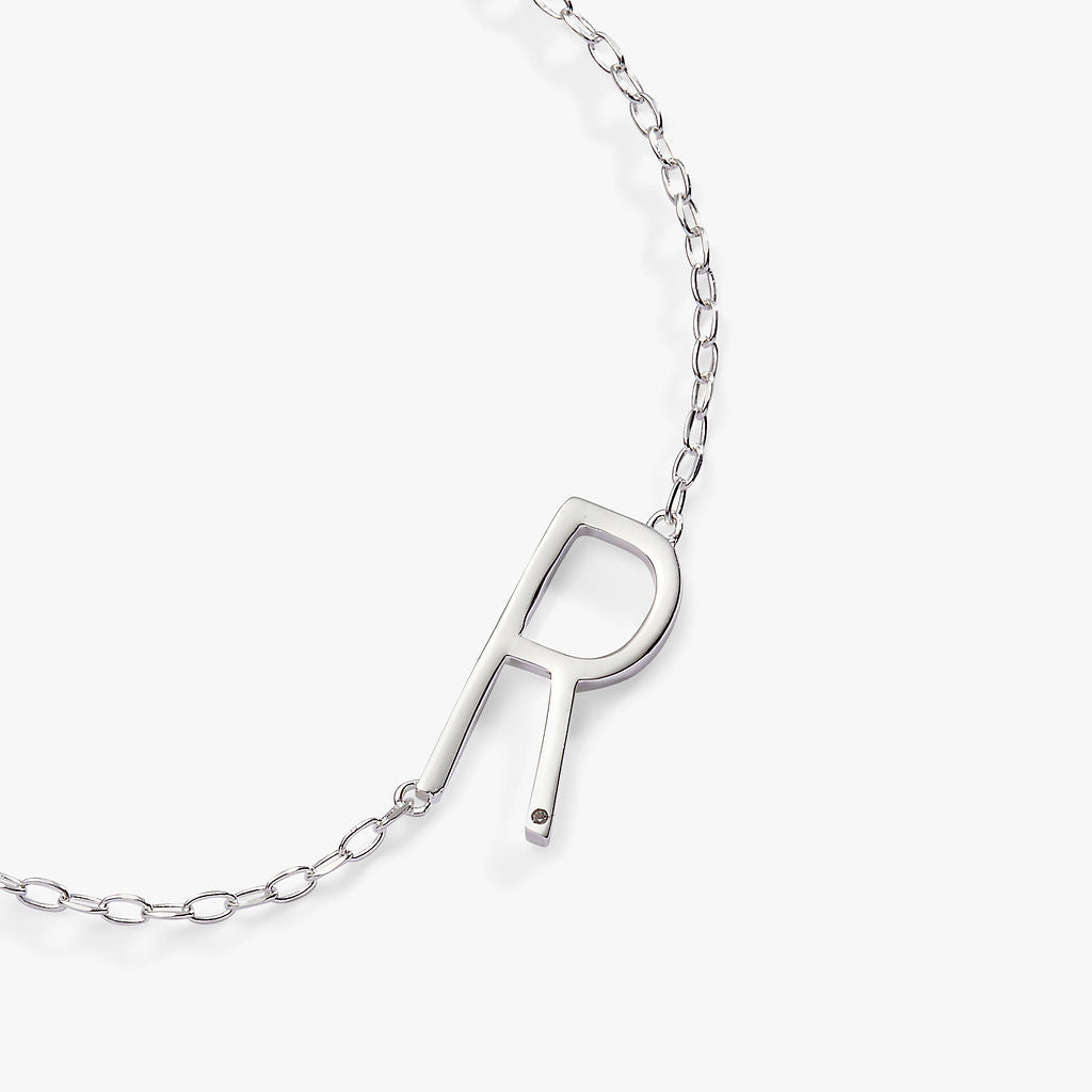 Initial R Precious Elongated Necklace - Aaria Tees Aaria Tees
