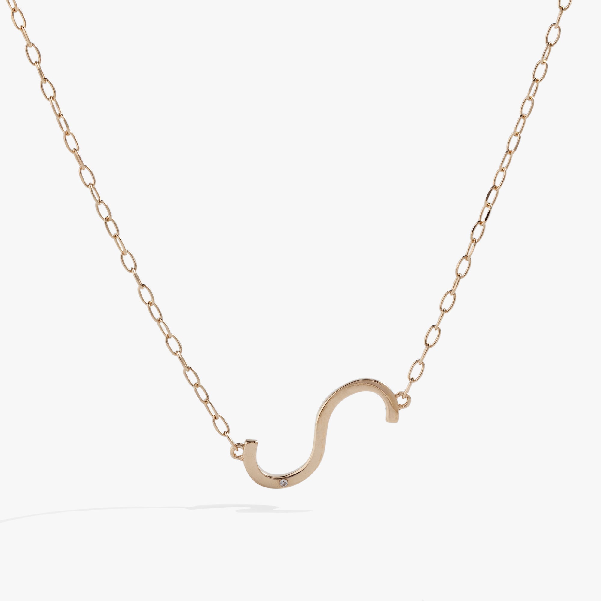 Initial S Precious Elongated Necklace - Aaria Tees Aaria Tees