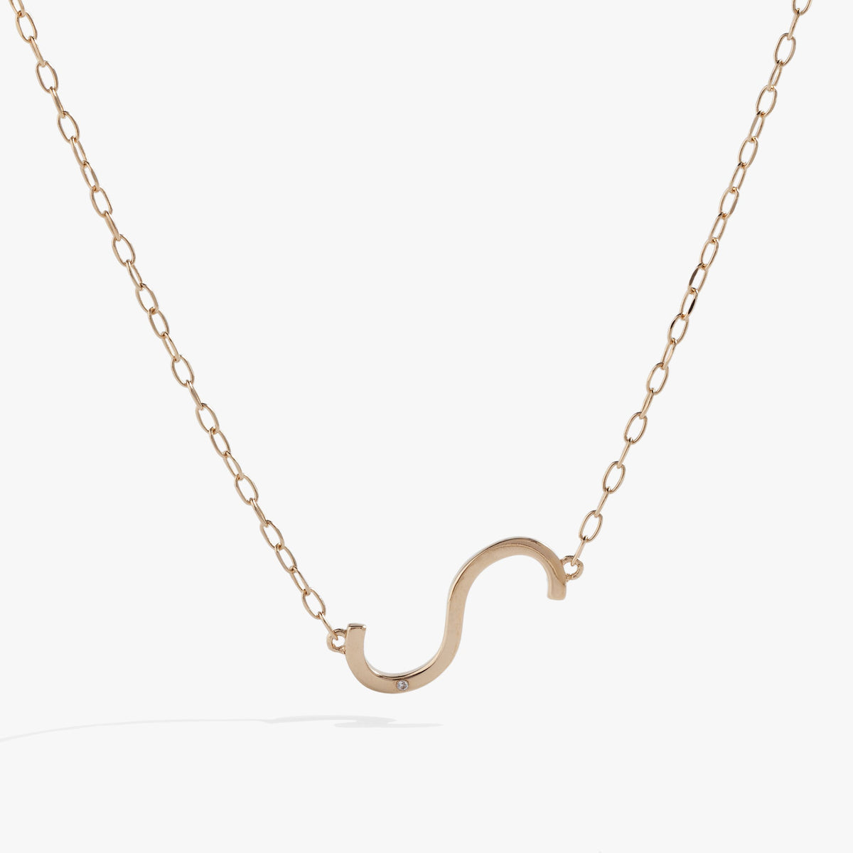 Initial S Precious Elongated Necklace - Aaria Tees