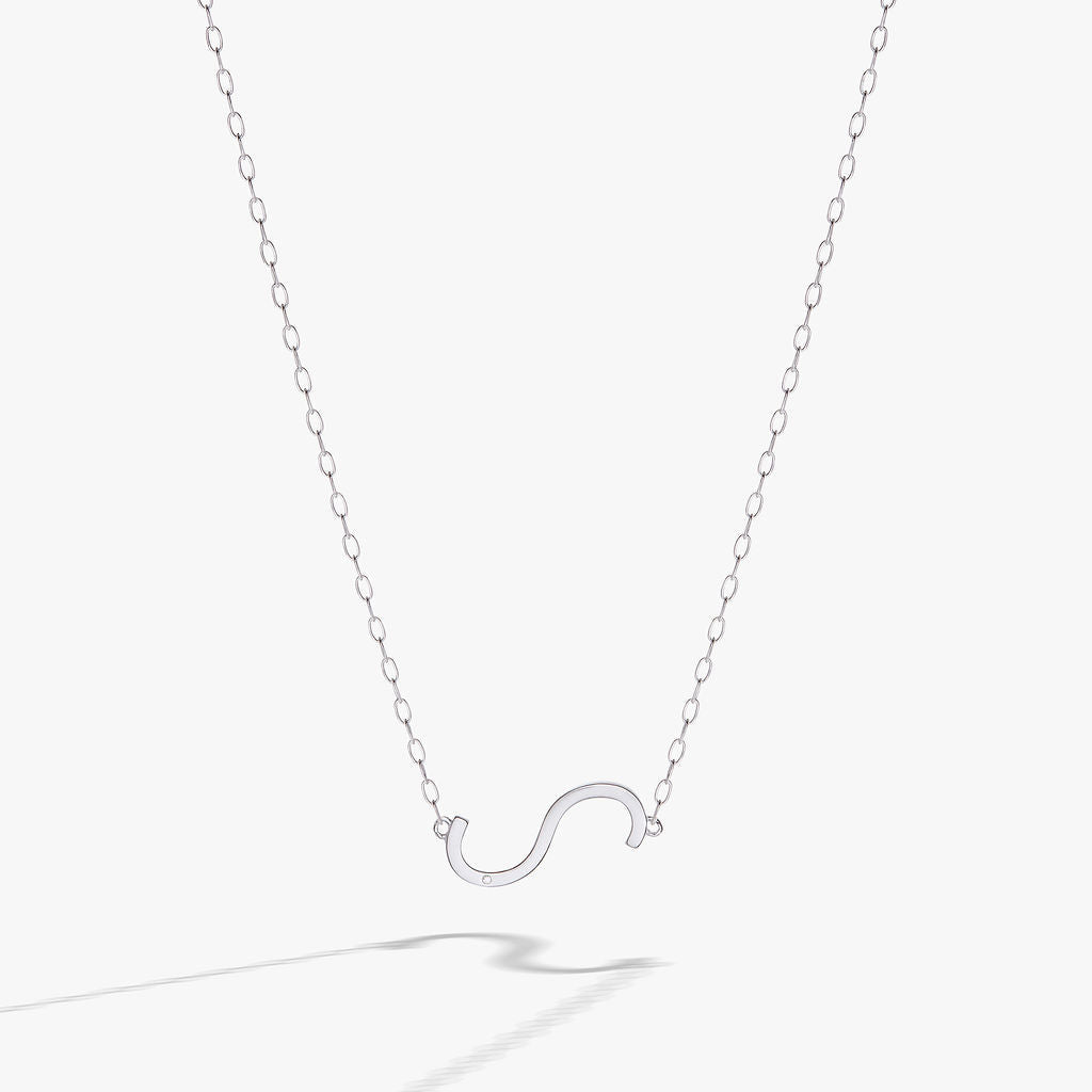 Initial S Precious Elongated Necklace - Aaria Tees Aaria Tees