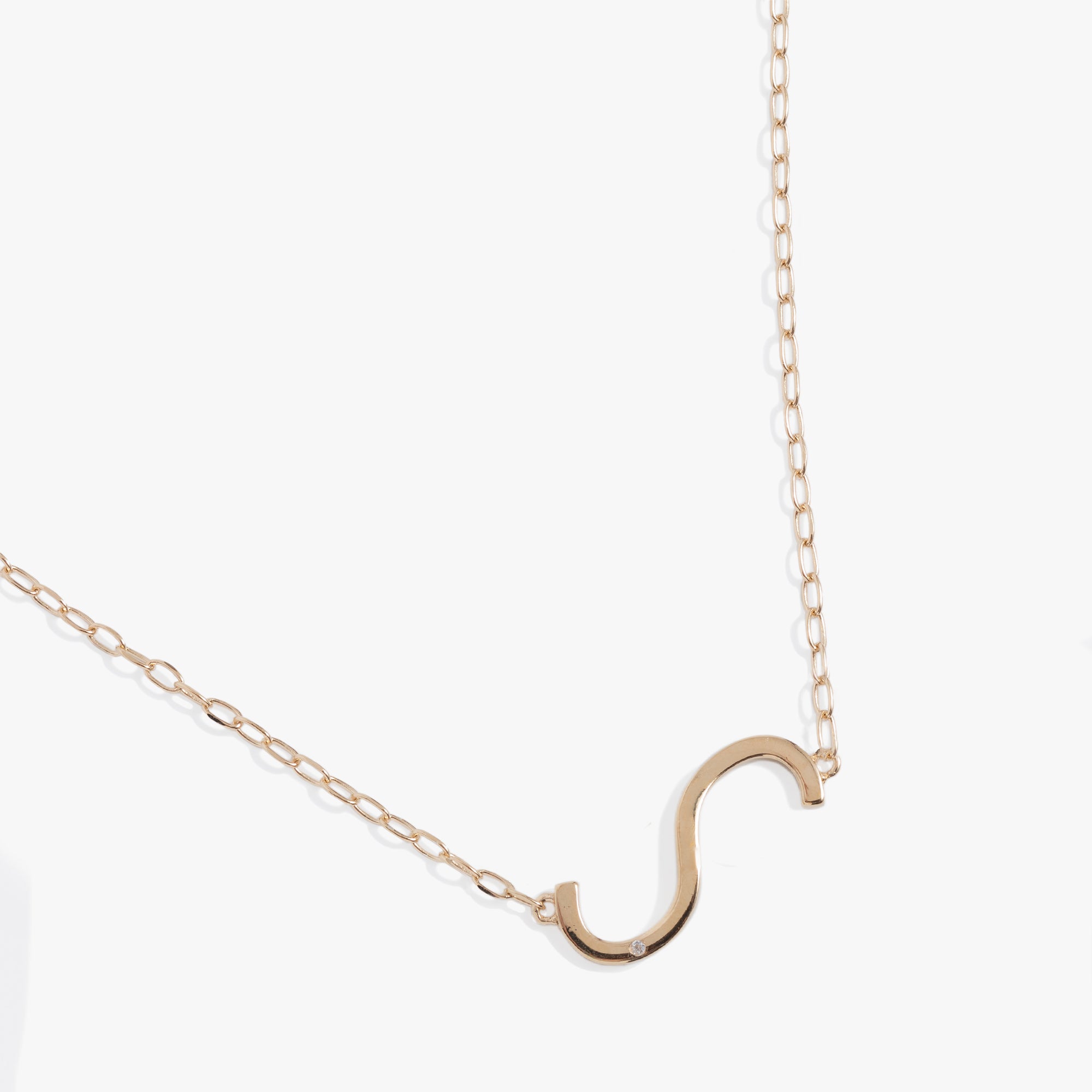 Initial S Precious Elongated Necklace - Aaria Tees Aaria Tees