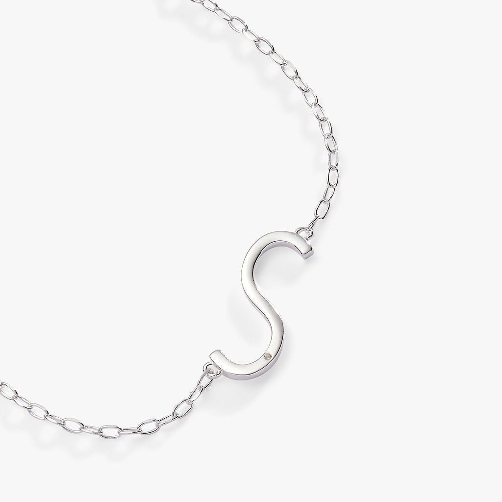 Initial S Precious Elongated Necklace - Aaria Tees Aaria Tees