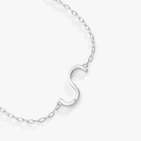 Initial S Precious Elongated Necklace - Aaria Tees Aaria Tees
