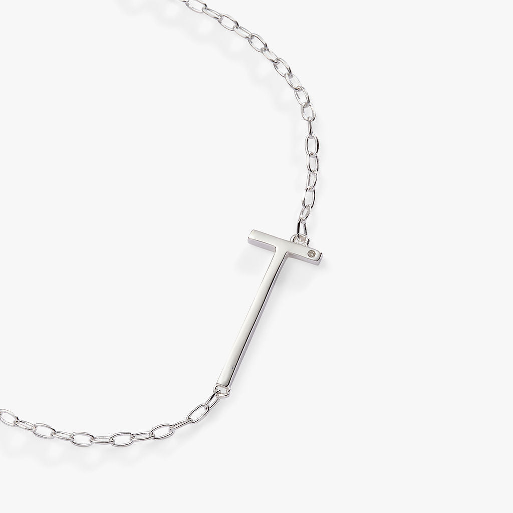 Initial T Precious Elongated Necklace - Aaria Tees Aaria Tees