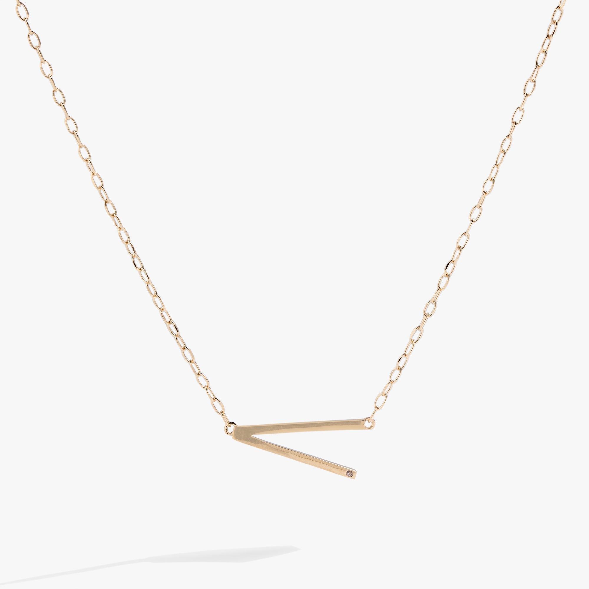 Initial V Precious Elongated Necklace - Aaria Tees Aaria Tees