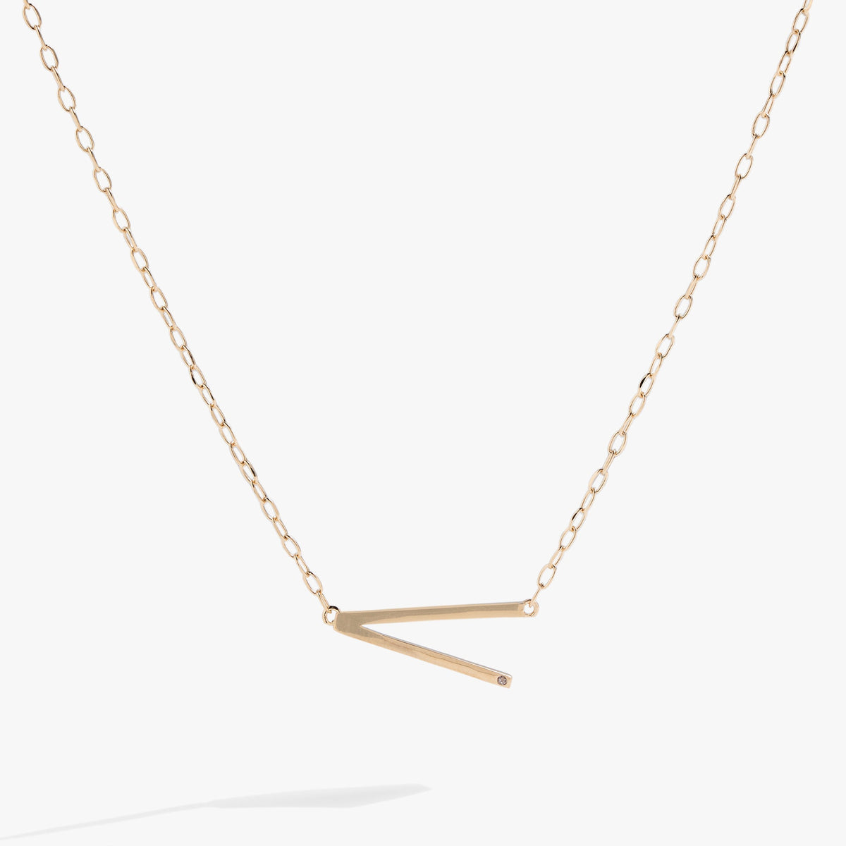 Initial V Precious Elongated Necklace - Aaria Tees