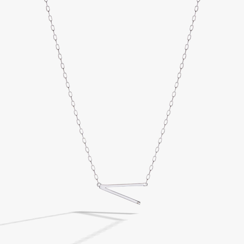 Initial V Precious Elongated Necklace - Aaria Tees Aaria Tees