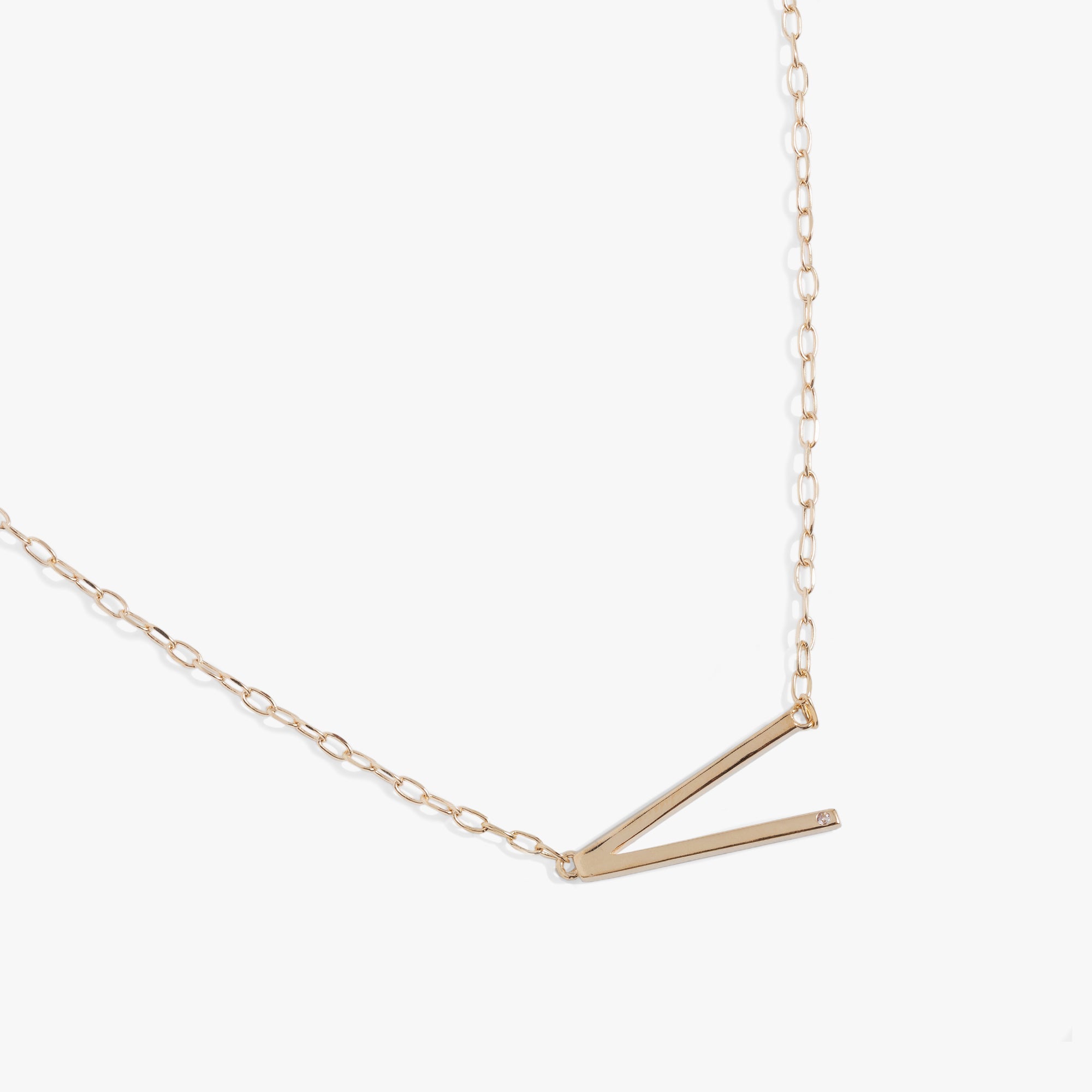 Initial V Precious Elongated Necklace - Aaria Tees Aaria Tees
