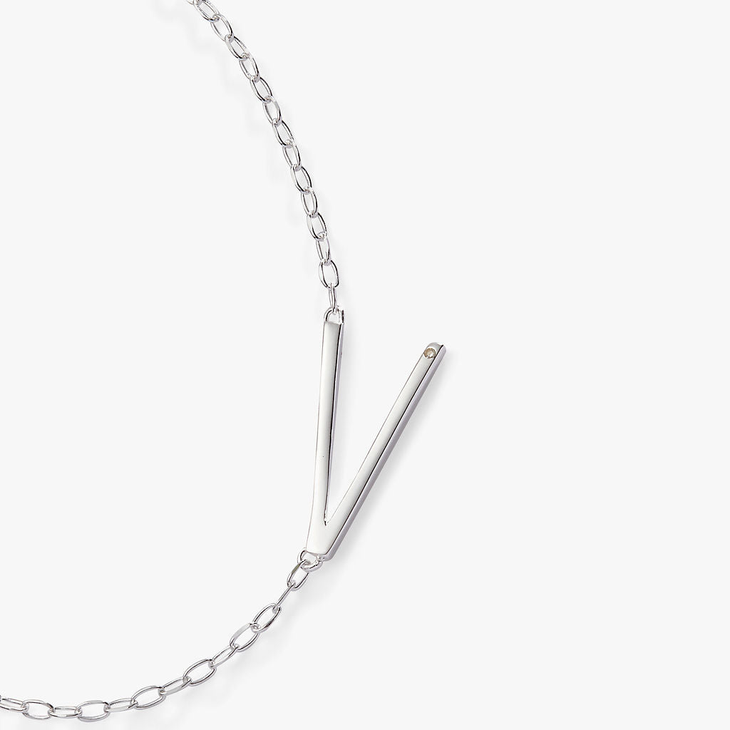 Initial V Precious Elongated Necklace - Aaria Tees Aaria Tees