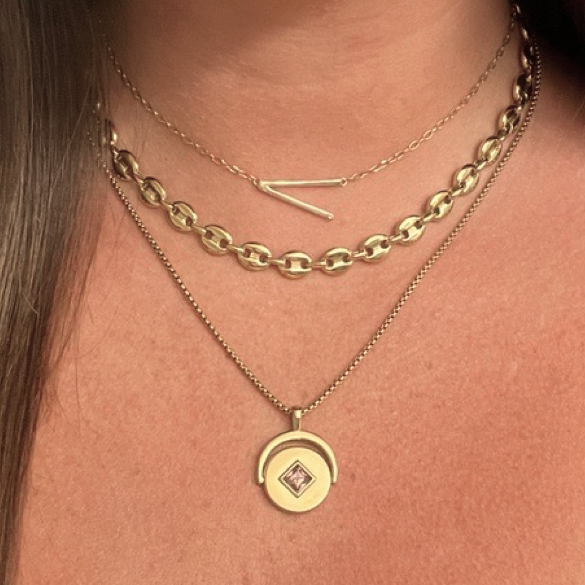 Initial V Precious Elongated Necklace - Aaria Tees Aaria Tees