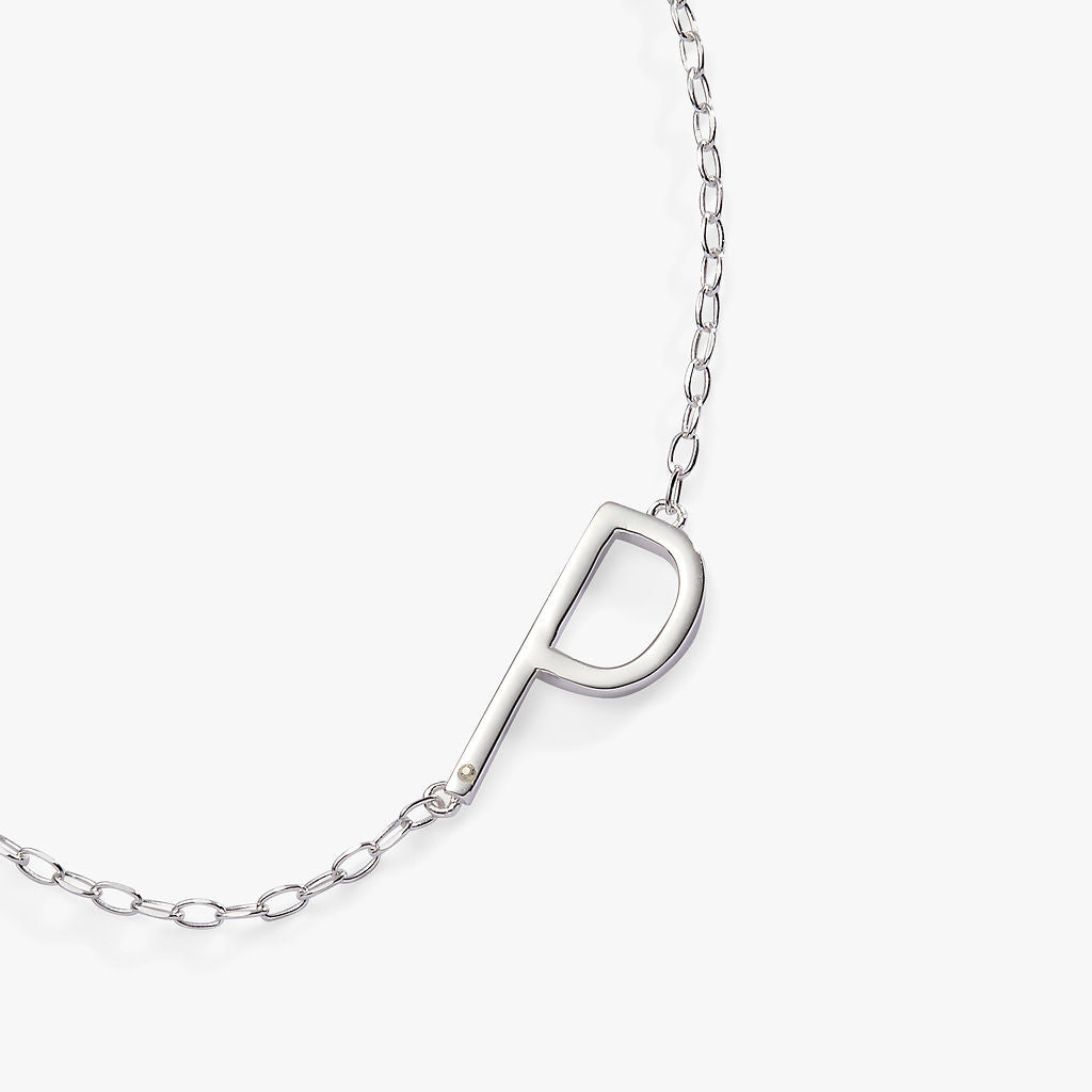 Initial P Precious Elongated Necklace - Aaria Tees Aaria Tees