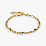 May Birthstone Emerald Curb Chain Bracelet - Aaria Tees Aaria Tees