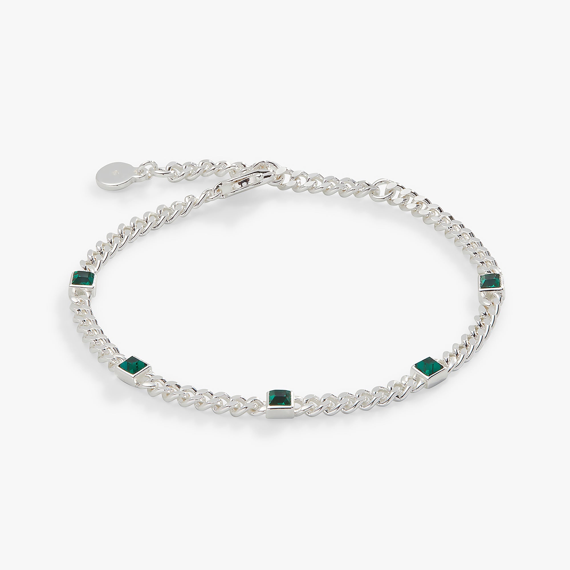 May Birthstone Emerald Curb Chain Bracelet - Aaria Tees Aaria Tees