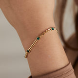 May Birthstone Emerald Curb Chain Bracelet - Aaria Tees Aaria Tees