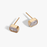 April Emerald-Cut Birthstone Stud Earrings - Aaria Tees Aaria Tees