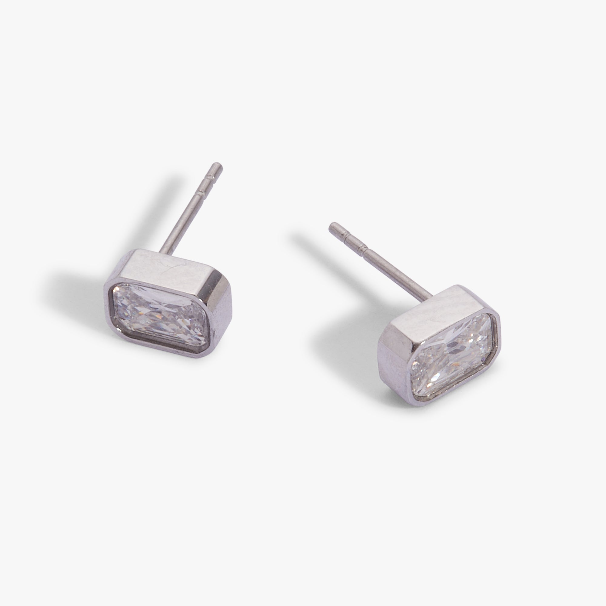 April Emerald-Cut Birthstone Stud Earrings - Aaria Tees Aaria Tees