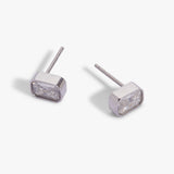 April Emerald-Cut Birthstone Stud Earrings - Aaria Tees Aaria Tees