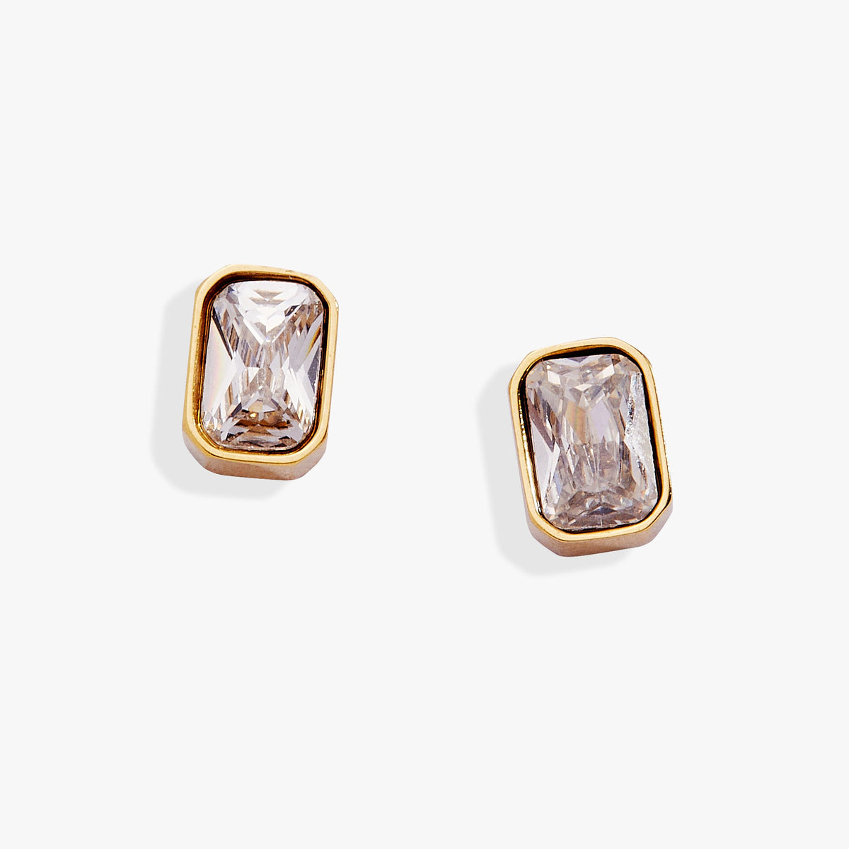 April Emerald-Cut Birthstone Stud Earrings - Aaria Tees