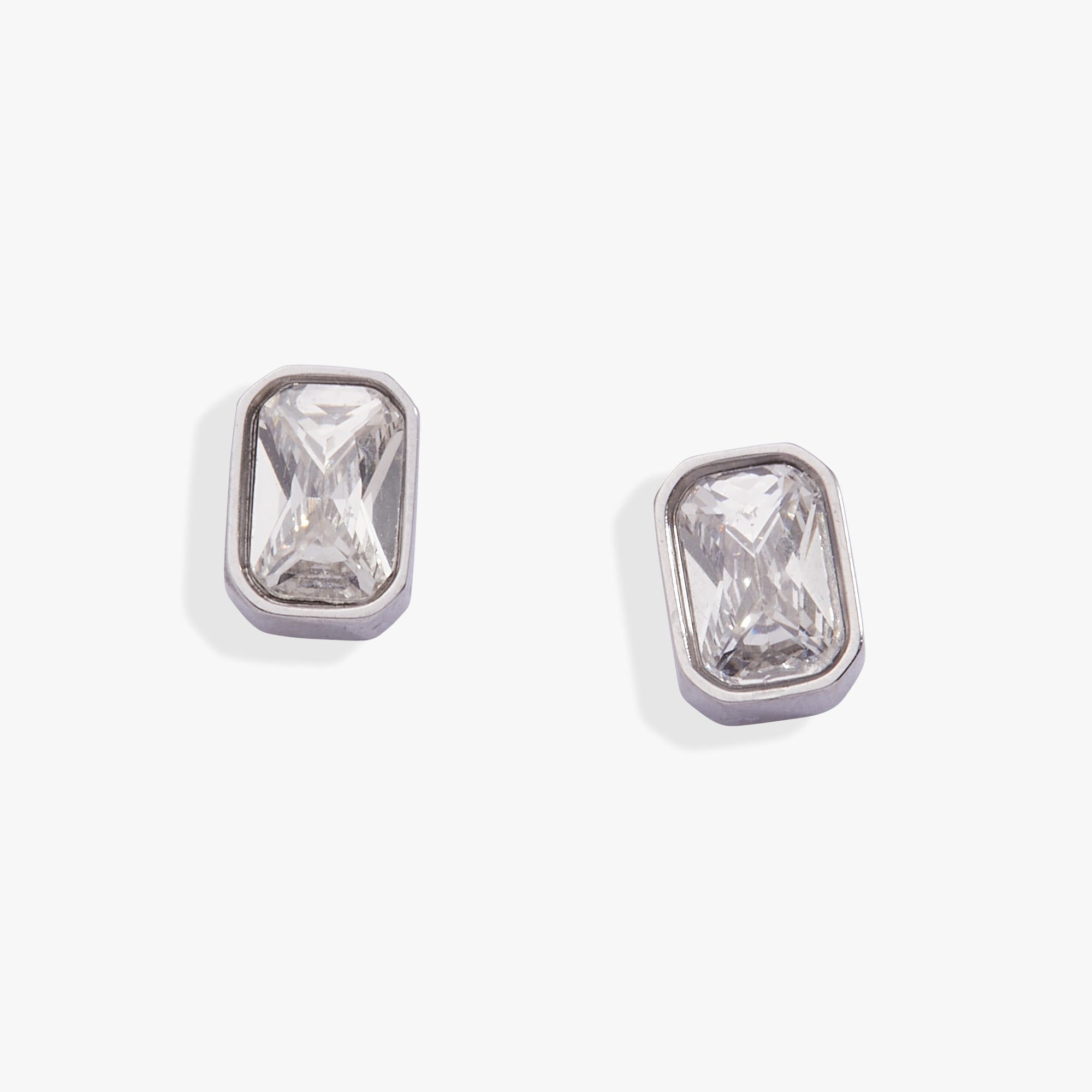 April Emerald-Cut Birthstone Stud Earrings - Aaria Tees Aaria Tees