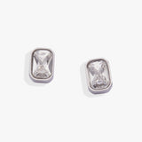 April Emerald-Cut Birthstone Stud Earrings - Aaria Tees Aaria Tees