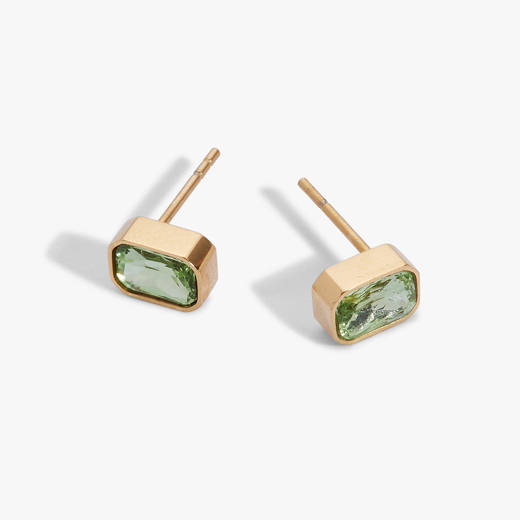 August Emerald-Cut Birthstone Stud Earrings - Aaria Tees Aaria Tees