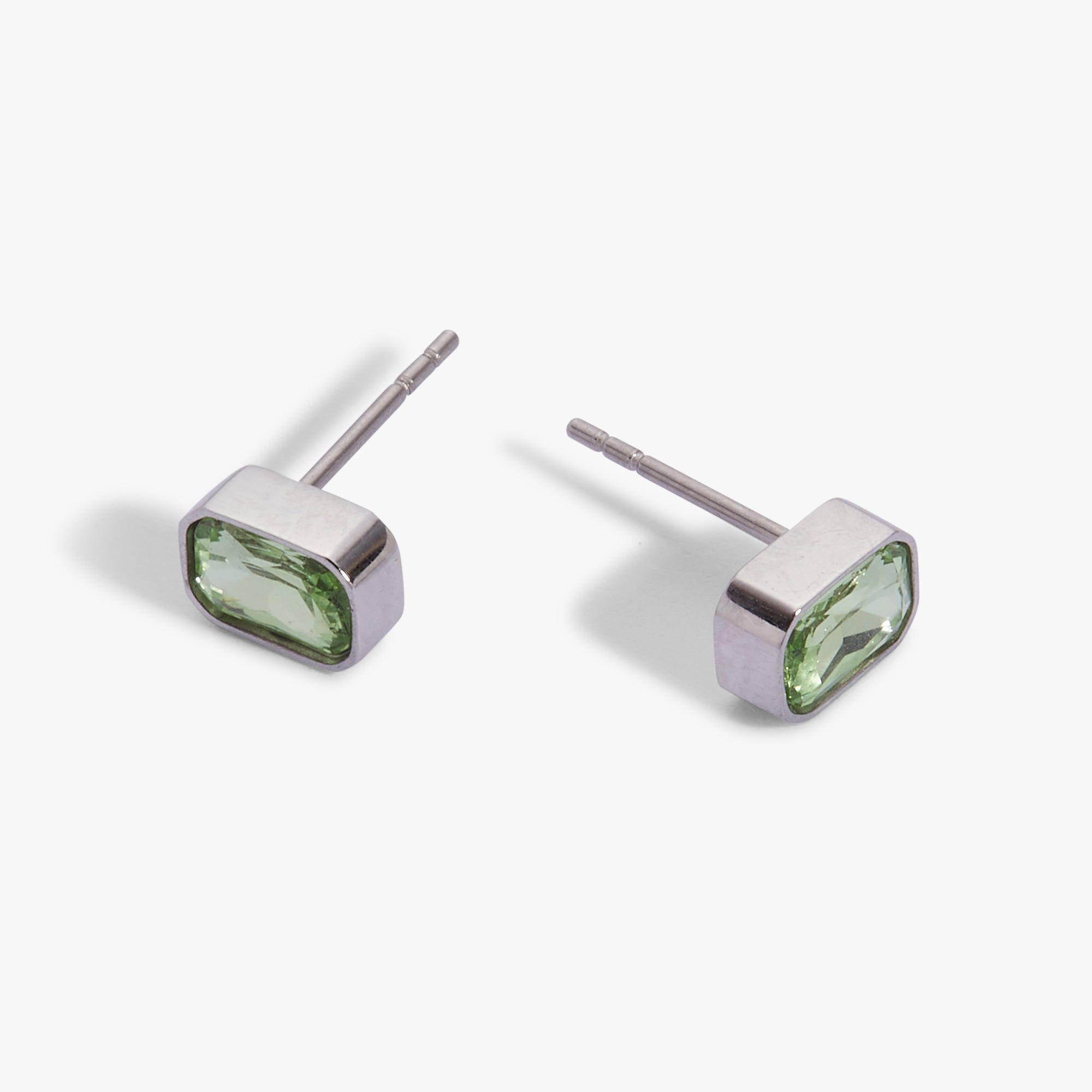 August Emerald-Cut Birthstone Stud Earrings - Aaria Tees Aaria Tees
