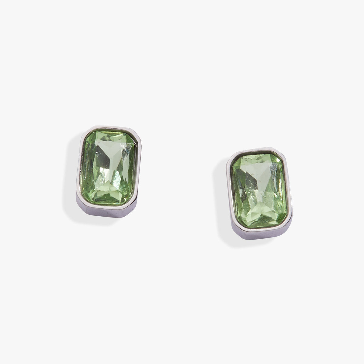 August Emerald-Cut Birthstone Stud Earrings - Aaria Tees