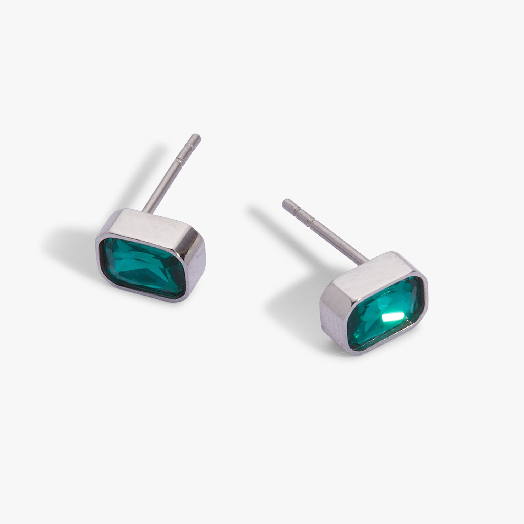 December Emerald-Cut Birthstone Stud Earrings - Aaria Tees Aaria Tees