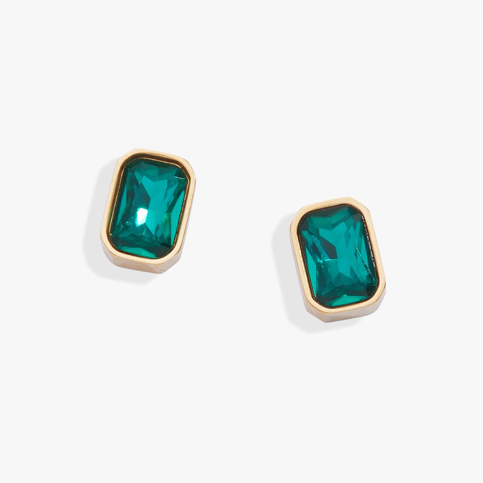 December Emerald-Cut Birthstone Stud Earrings - Aaria Tees Aaria Tees