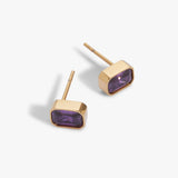 February Emerald-Cut Birthstone Stud Earrings - Aaria Tees Aaria Tees