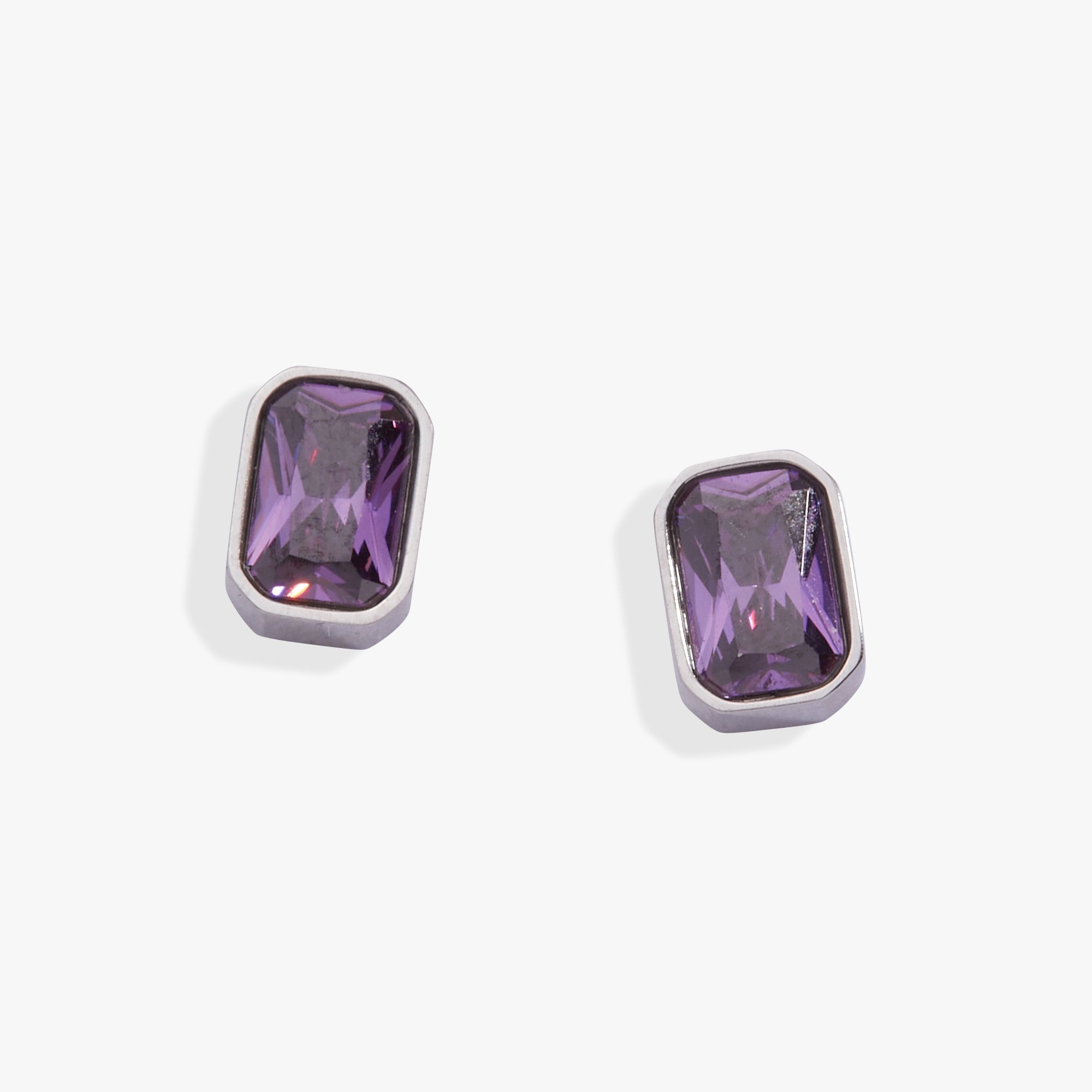 February Emerald-Cut Birthstone Stud Earrings - Aaria Tees Aaria Tees